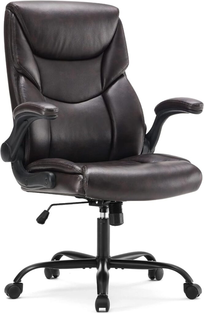 Sweetcrispy Computer Gaming Chair, Ergonomic High Back Heavy Duty Task Desk Office Chairs with Wheels, Flip-up Arms, Adjustable Height, PU Leather, Brown Sweetcrispy Computer Gaming Chair, Ergonomic High Back Heavy Duty Task Desk Office Chairs with Wheels, Flip-up Arms, Adjustable Height, PU Leather, Brown